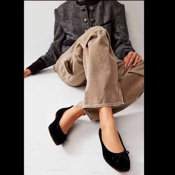 NEW Kelsi Dagger Frankie Velvet Square Toe Ballet Flats sold at Free People - Picture 1 of 8